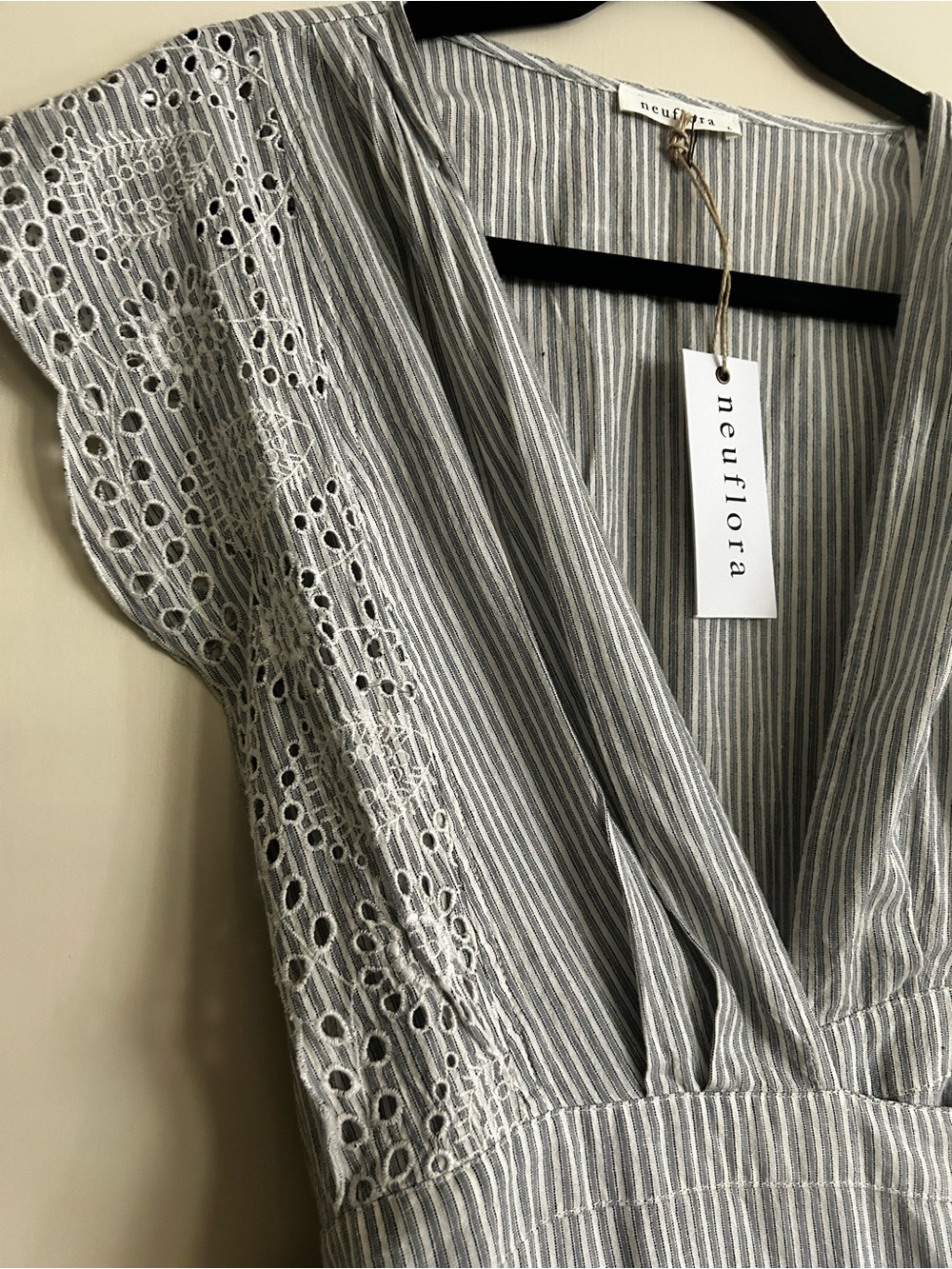 Neuflora Striped V-Neck wrap Maxi Dress in Gray and White - Picture 5 of 5